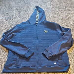 Navy Quilted Zip-Up Hoodie